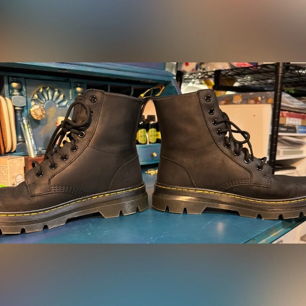 Dr. Martens Black Leather Combat Boots - Picture 6 of 7